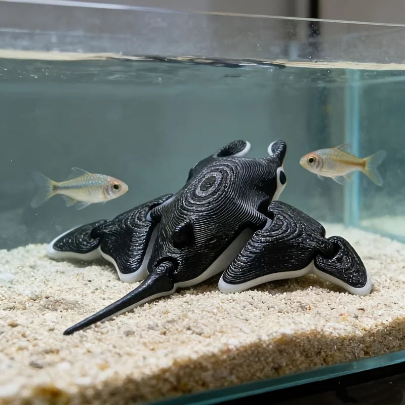 Articulated Manta Ray Figurine 3DPrinted Flexible Joints Devil Fish Aquarium Decor Collectible Display Aquarium Accessories Gift Oasis Select