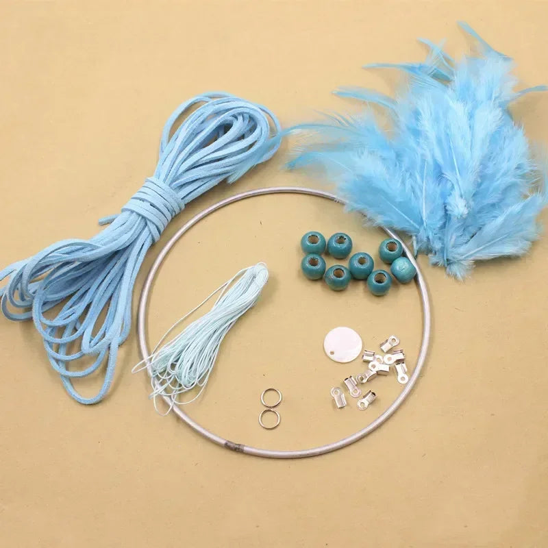 Art DIY Dream Catcher Kit Accessory Blue Decoration Wall Ornament Home Decor 4 Colors Fun Fashion Crochet Hanging Oasis Select Blue China Mainland