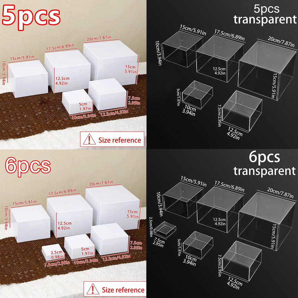 5pcs/6pcs acrylic white/transparent cake display rack suitable for business birthday banquets, weddingsholiday decoration racks Oasis Select