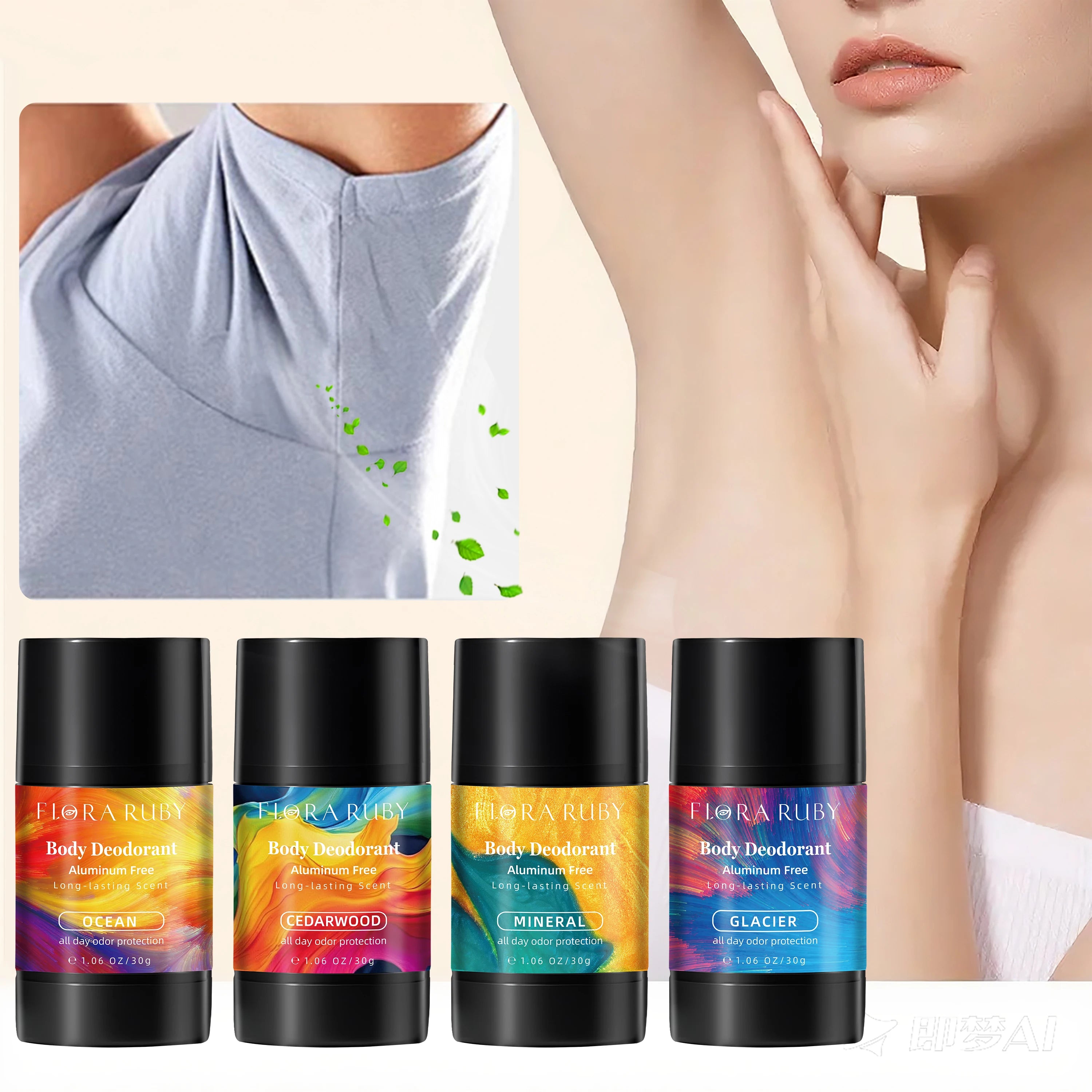 Flora Ruby aluminum free 48 Hours Of Lingering fragrance Underarm 30g/1.06oz Deodorant stick long lasting scent Oasis Select