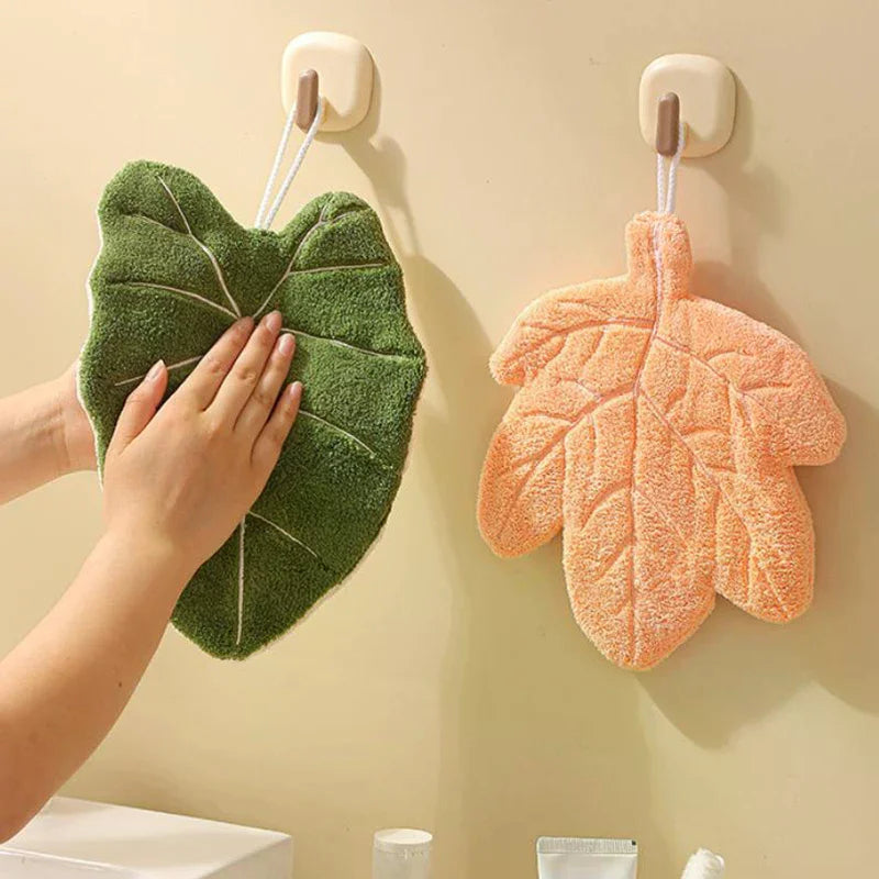 Leaf-Shape Double-Layer Hand Towel | Fast-Dry Coral Fleece Decorative Hand Towel Oasis Select
