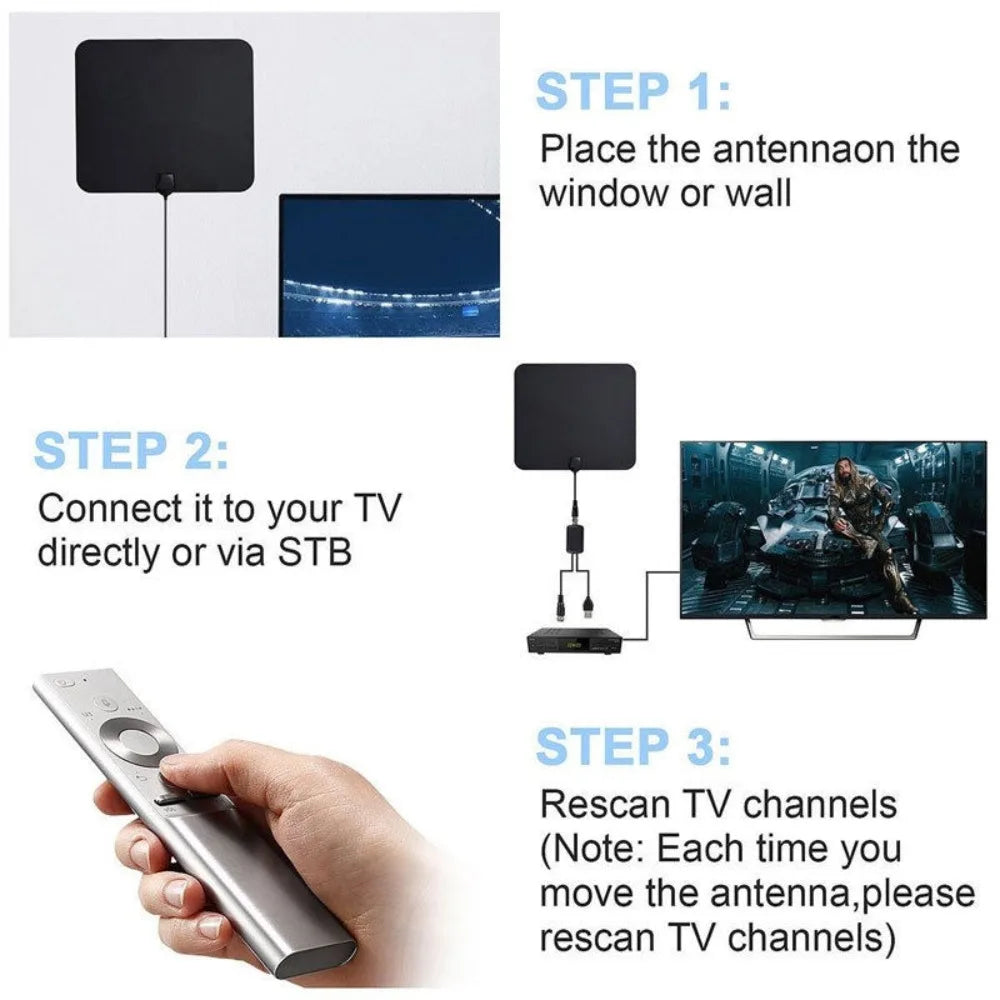 2025 Upgraded HD Digital TV Antenna Indoor Outdoor Long Range Reception 4K 1080P Smart TV Amplifier Signal Booster Oasis Select