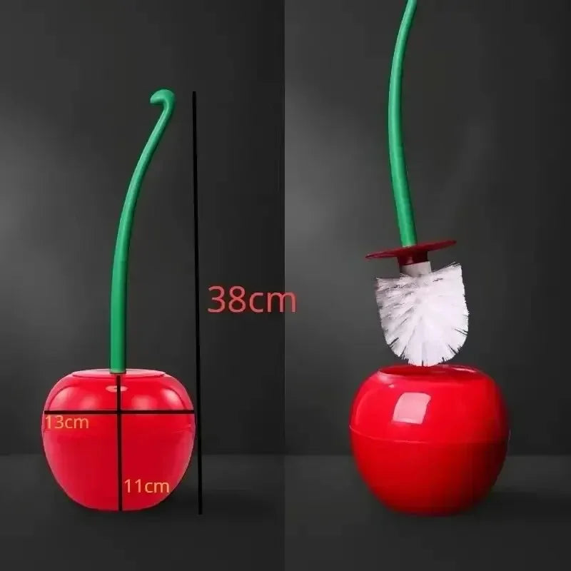 1pc Red Toilet Brush Creative Lovely Cherry Shape Lavatory Toilet Brush Holder Set Toilet Holder Bathroom Accessories Oasis Select
