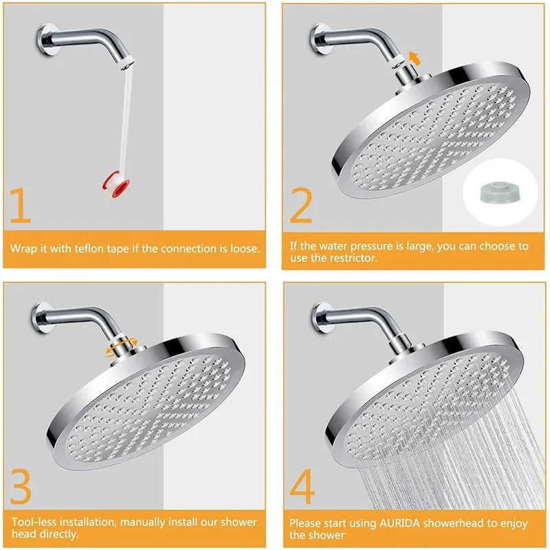 6-Inch Round Electroplated Shower Head with Extension Arm