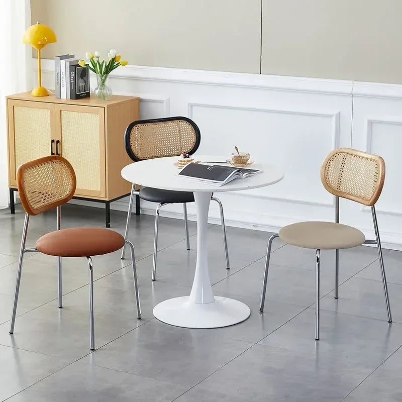 Multi-functional Household solid wood backrest dining chair office study rattan chair homestay milk tea shop seat Durable Oasis Select