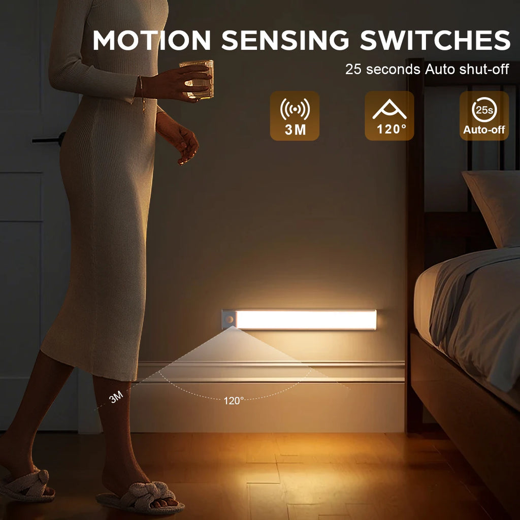 USB Rechargeable Wardrobe Cabinet Light Tube LED Human Body Sensor Light Bar Smart Magnetic Absorption Self-adhesive Night Lamp Oasis Select