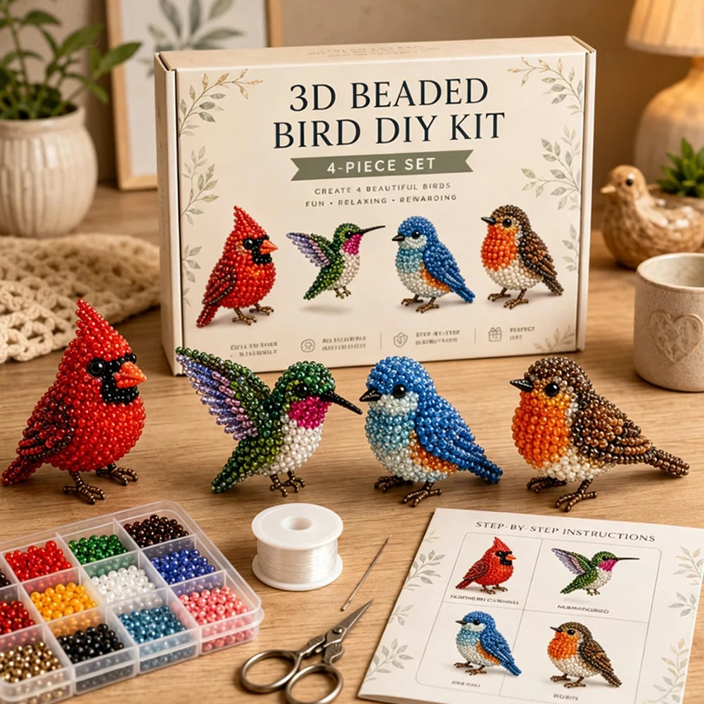 3D Beaded Animal Craft Kit – DIY Bead Pet Keychain Making Set