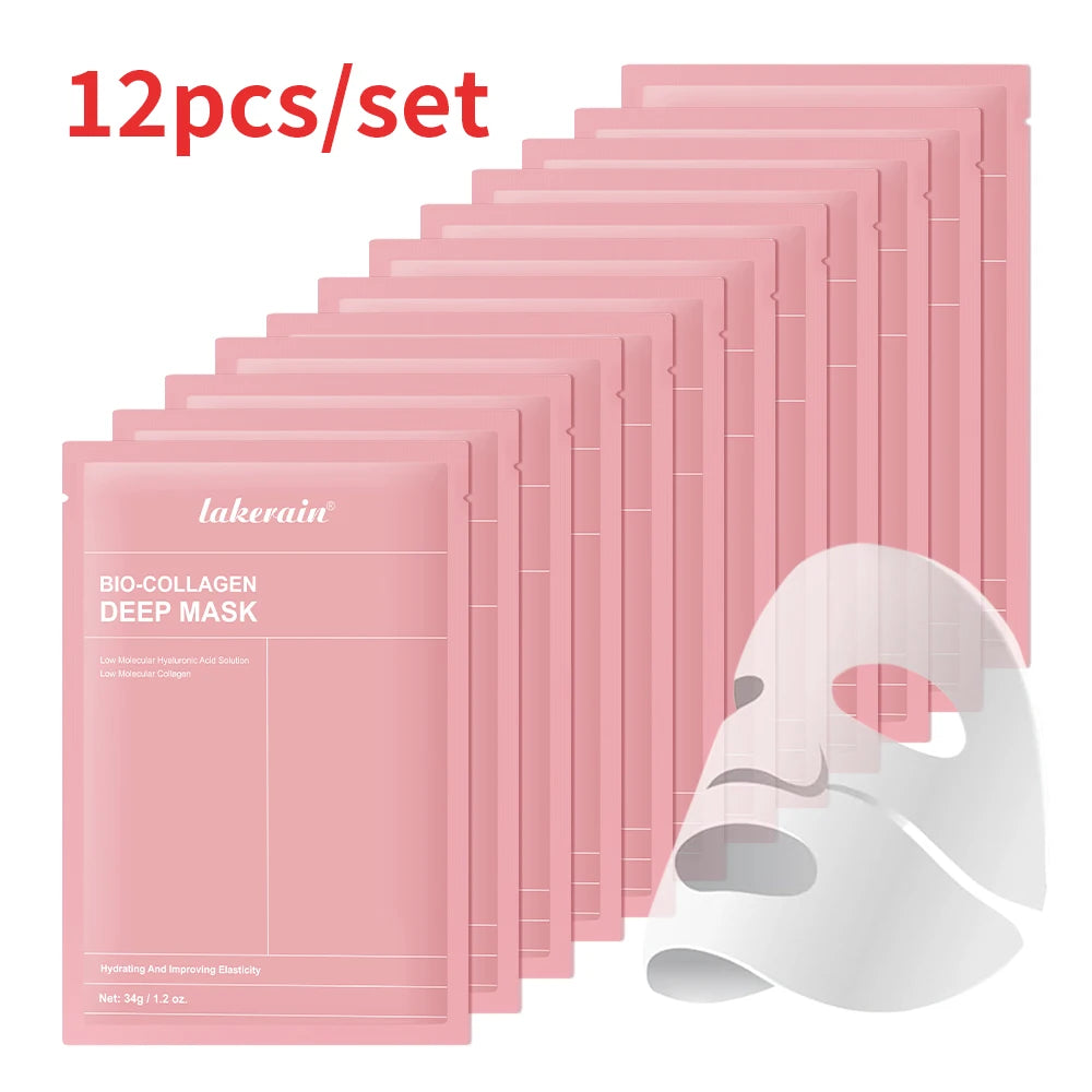 Bio-Collagen Deep Face Mask Shrink Pores Deep Hydrating Overnight Mask Moisturizing Refreshing Brightening Face Skin Care Oasis Select 12pcs