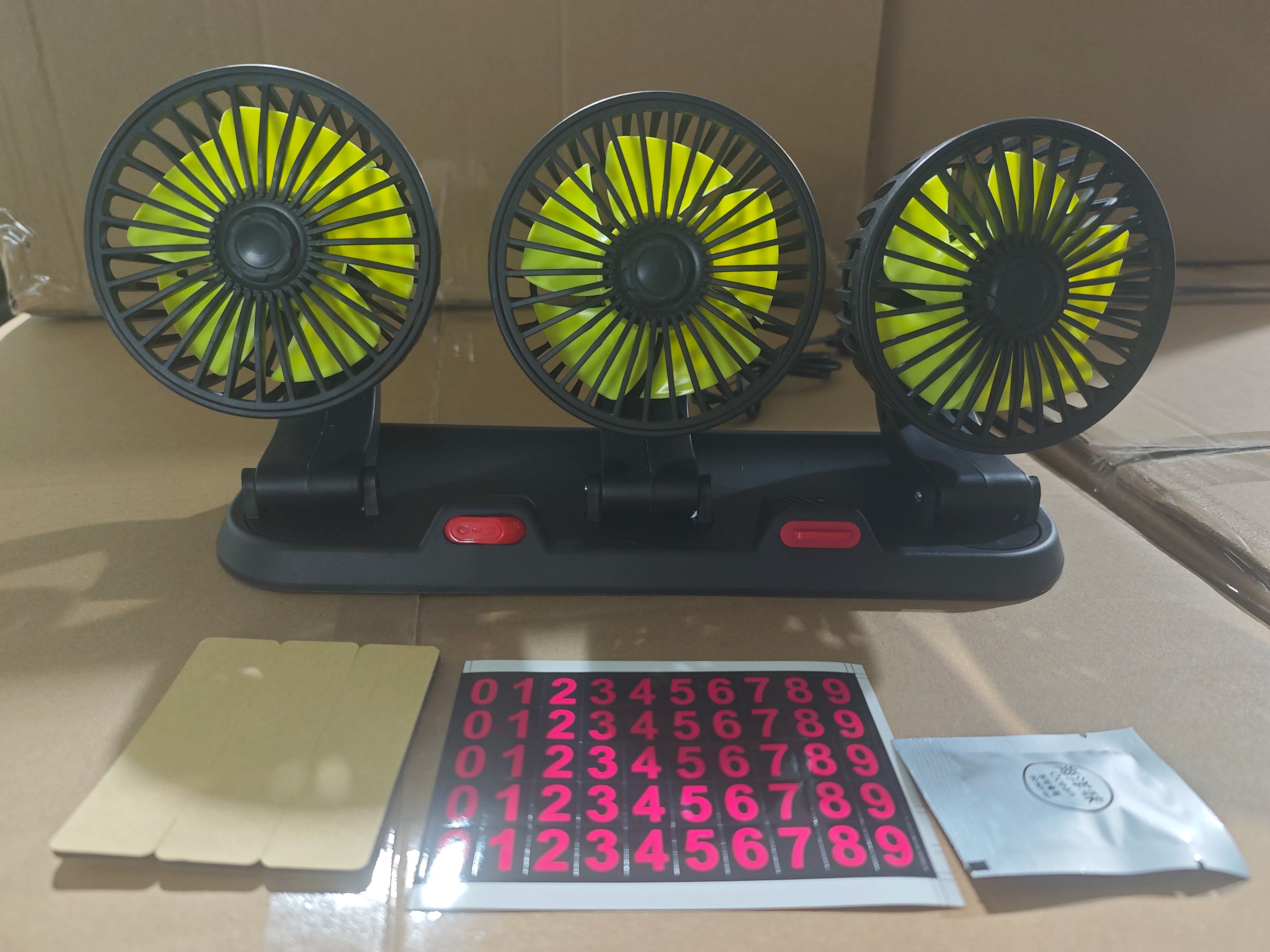 Car Fan 360° Adjustable 3 Head Air Fan Automotive Electric Fan USB/12V/24V Fan 2 Speeds Car Silent Fan For Home Desk Office&Car Oasis Select 12V smoke lighter