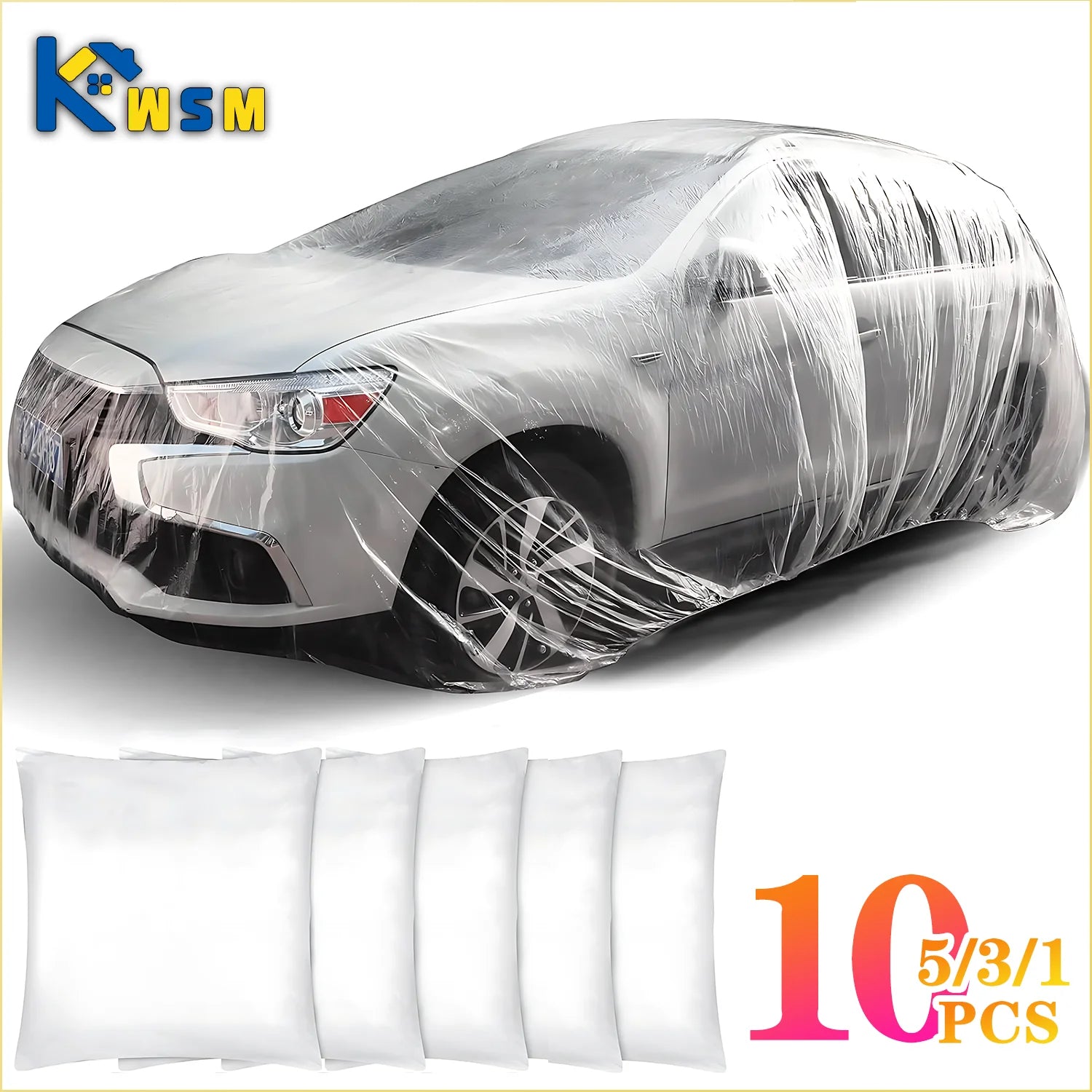 1-10PCS Disposable Car Cover Transparent Car Cover Car Coat and Car Cover PE Film Rain Cover Disposable Car Cover Car Dust Cover Oasis Select