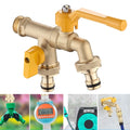 2-Way Garden Hose Faucet Adapter | Wall-Mount Brass Tap Splitter Garden Hose Splitter Oasis Select Style-A