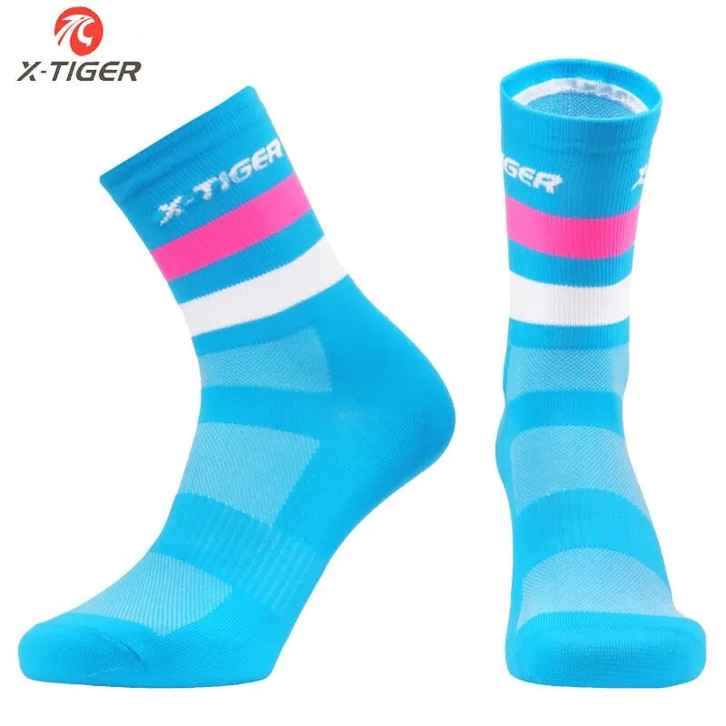X-TIGER Cycling Socks For Men Women Breathable Anti-slip Professional Sports Sock Outdoor Running Bike Hiking Basketball Socks Oasis Select 02