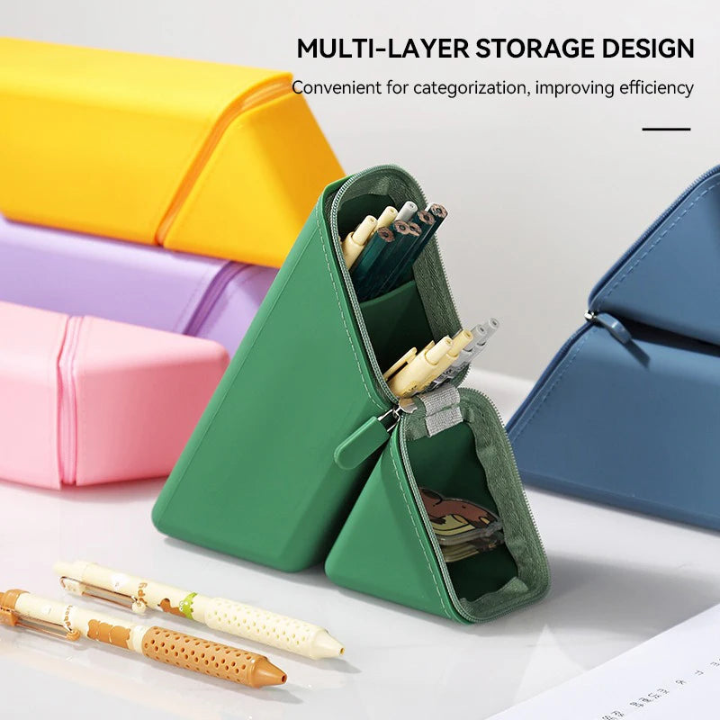 Silicone Pen Holder Foldable Students Pencil Case Large Capacity Expandable Pencil Cup for Desk Study & Office Portable Gift Oasis Select