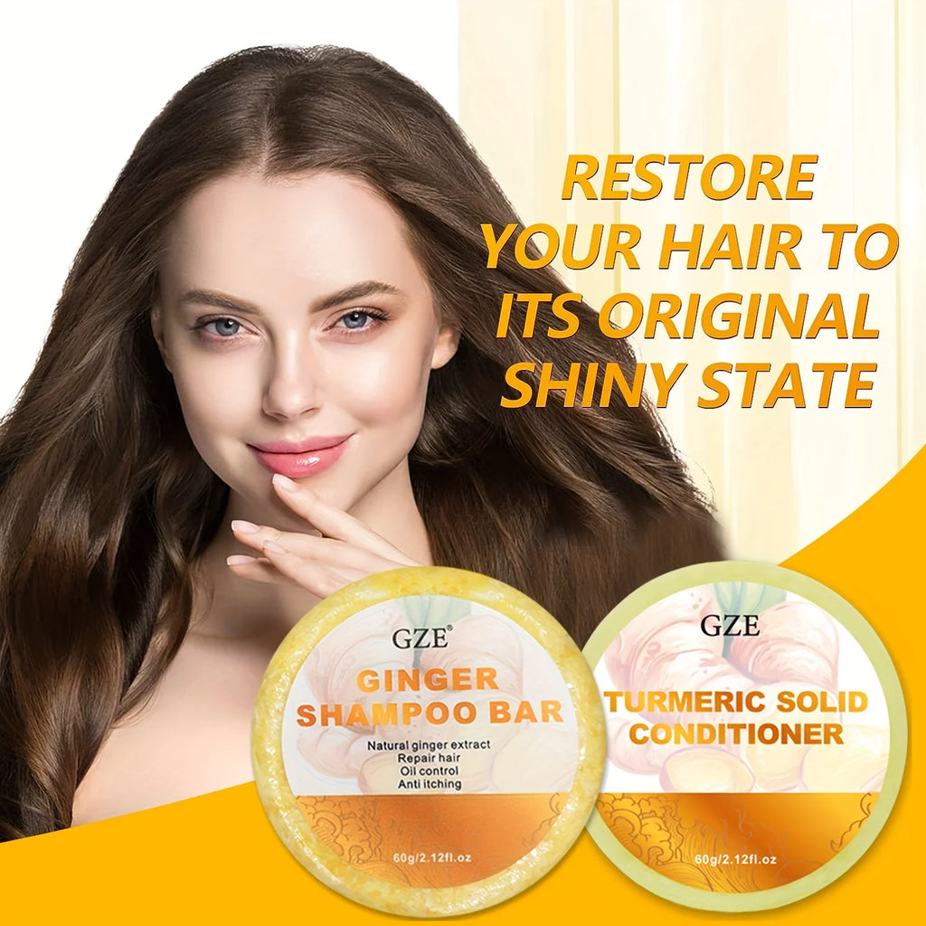 GZE Ginger Shampoo Bar & Turmeric Conditioner Set – Anti-Thinning Shampoo & Conditioner Bar Oasis Select