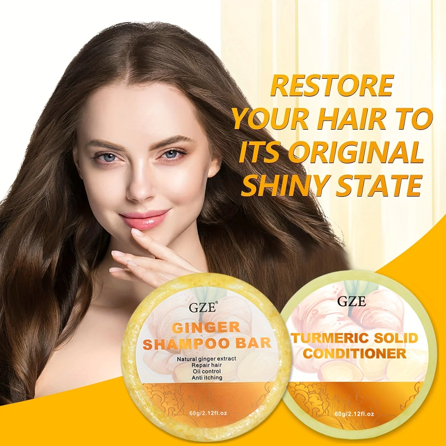GZE Ginger Shampoo Bar & Turmeric Conditioner Set – Anti-Thinning Shampoo & Conditioner Bar Oasis Select
