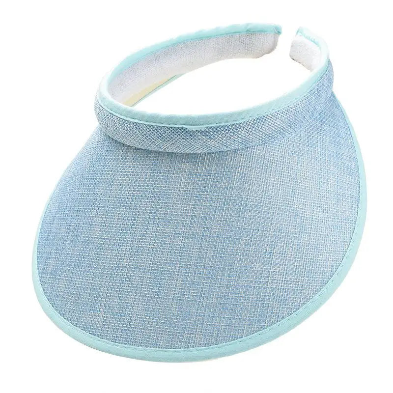 Women's Straw Sun Visor Hat UV Protection Adjustable Empty Top Casual Beach Golf Outdoor Sunshade Cap Oasis Select Light blue