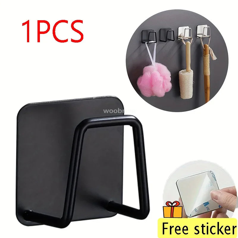Kitchen Stainless Steel Sink Shelf Sponges Holders Adhesive Drain Drying Rack Wall Hooks Accessories Storage Organizer Oasis Select 1PCS-black