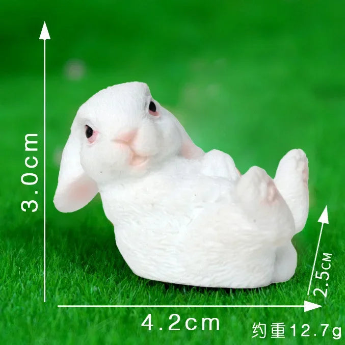 White Hare Dollhouse Ornament Easter Decoration Resin Bunny Statue Miniature Rabbit Figurine Micro Landscape Fairy Garden Oasis Select 03 white