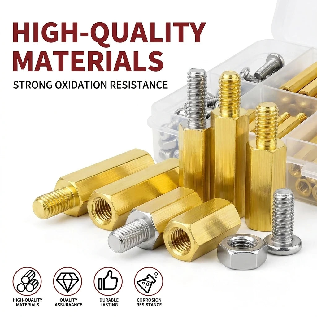 176pcs M3 Motherboard Standoffs And Screws Kit Hex Male-Female Brass Spacer Standoffs Laptop Construction Kit Oasis Select