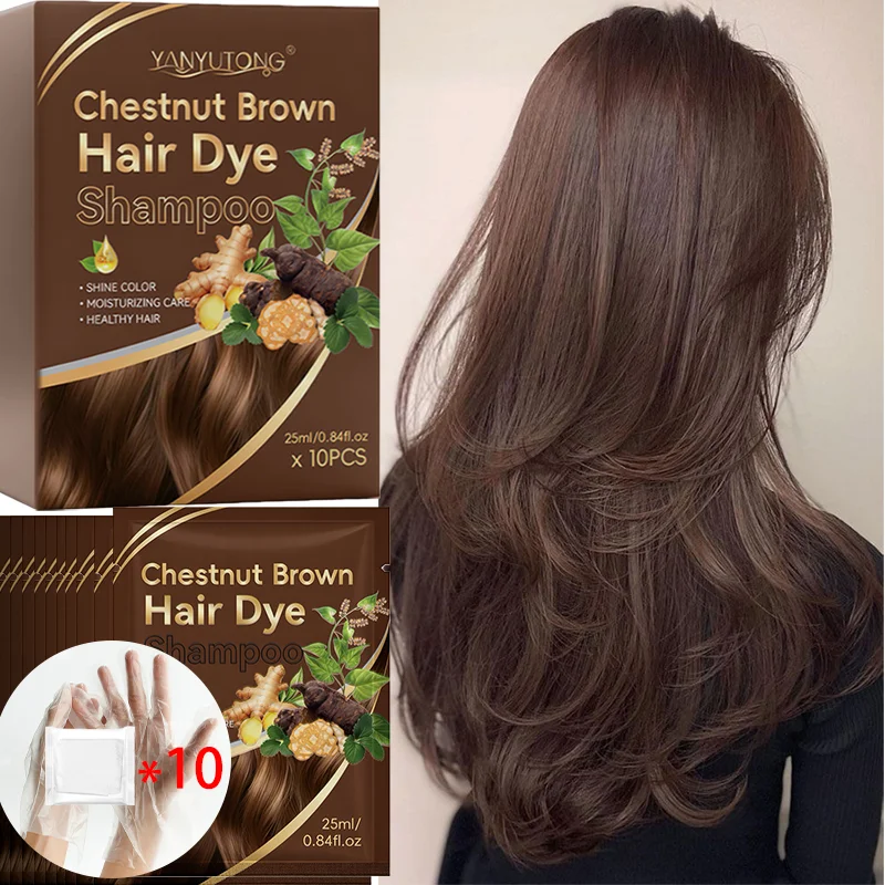 Chestnut Brown Natural Ginger 3-in-1 Hair Color Shampoo, 250ml, Long-Lasting Color, Nourishing Formula for Men and Women Oasis Select