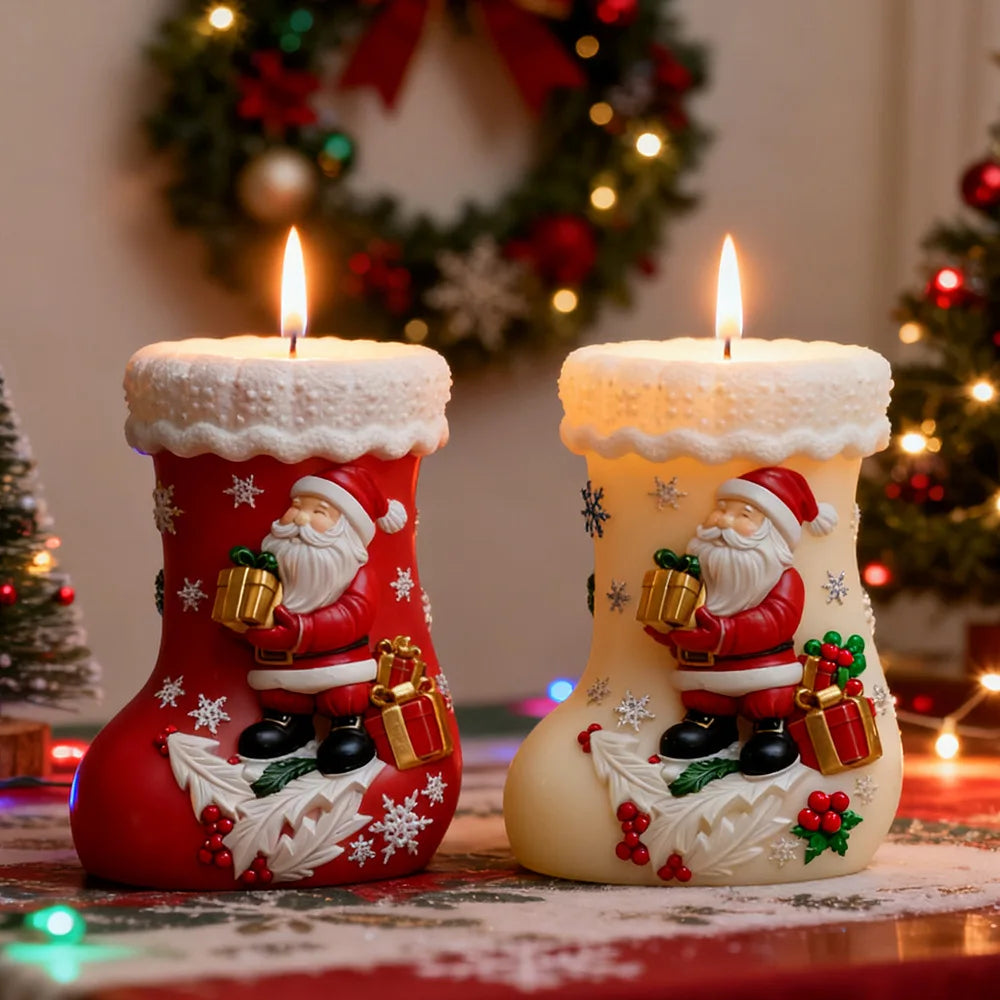 Holiday Stocking Silicone Mould Adorable Santa Claus Candle Mold Christmas Gift Mold Easy To Demold For Scented Ornament Making Oasis Select