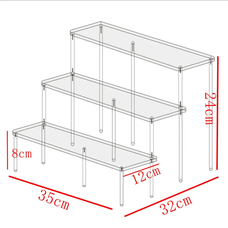 Acrylic Staircase Cup & Teapot Display Rack | Multi-Layer