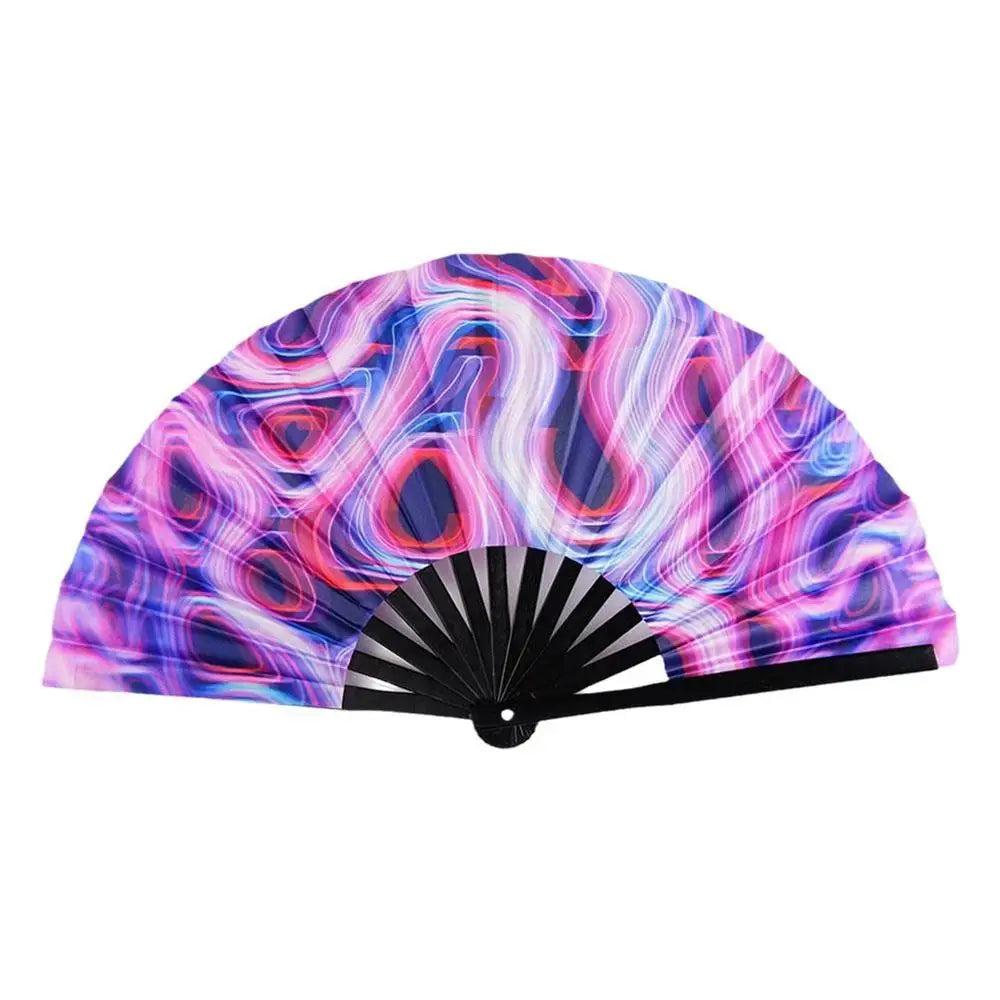 Foldable Bamboo Fan Lightweight Holding Laser Colors Hand Portable