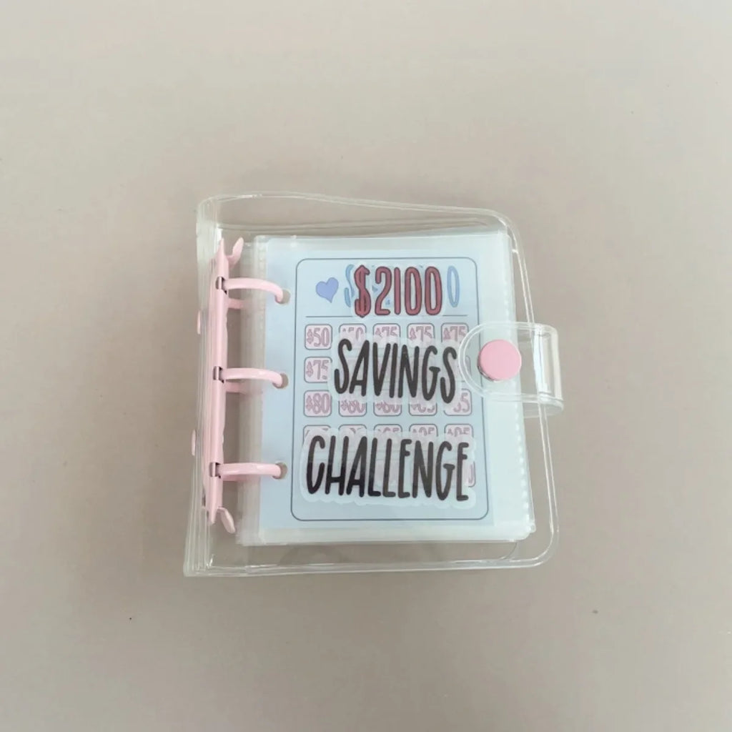 Creative Savings Challenge Binder with Envelope Durable Glossy PVC, Christmas Gift Money Saving Challenge Oasis Select Pink-2100