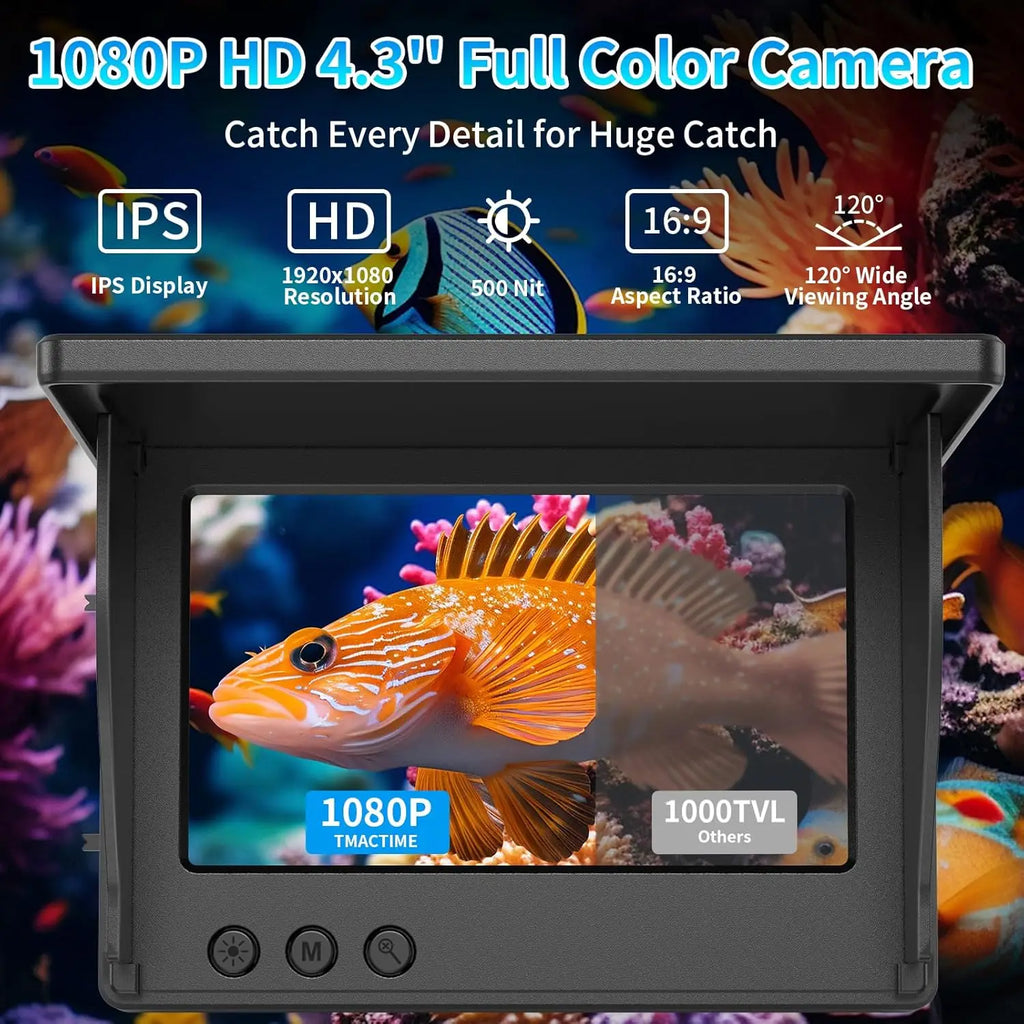 Portable Fish Depth Finder Water Handheld 1080P 4.3 Inch LCD Fish Finder Waterproof Underwater Fishing Camera With Night Vision Oasis Select