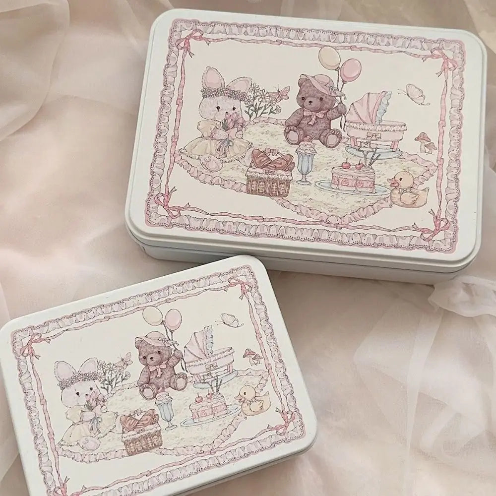 Cartoon Iron Storage Box Big Capacity Small Card Storage Box Desktop Storage School Stationery Kpop Photocards Oasis Select