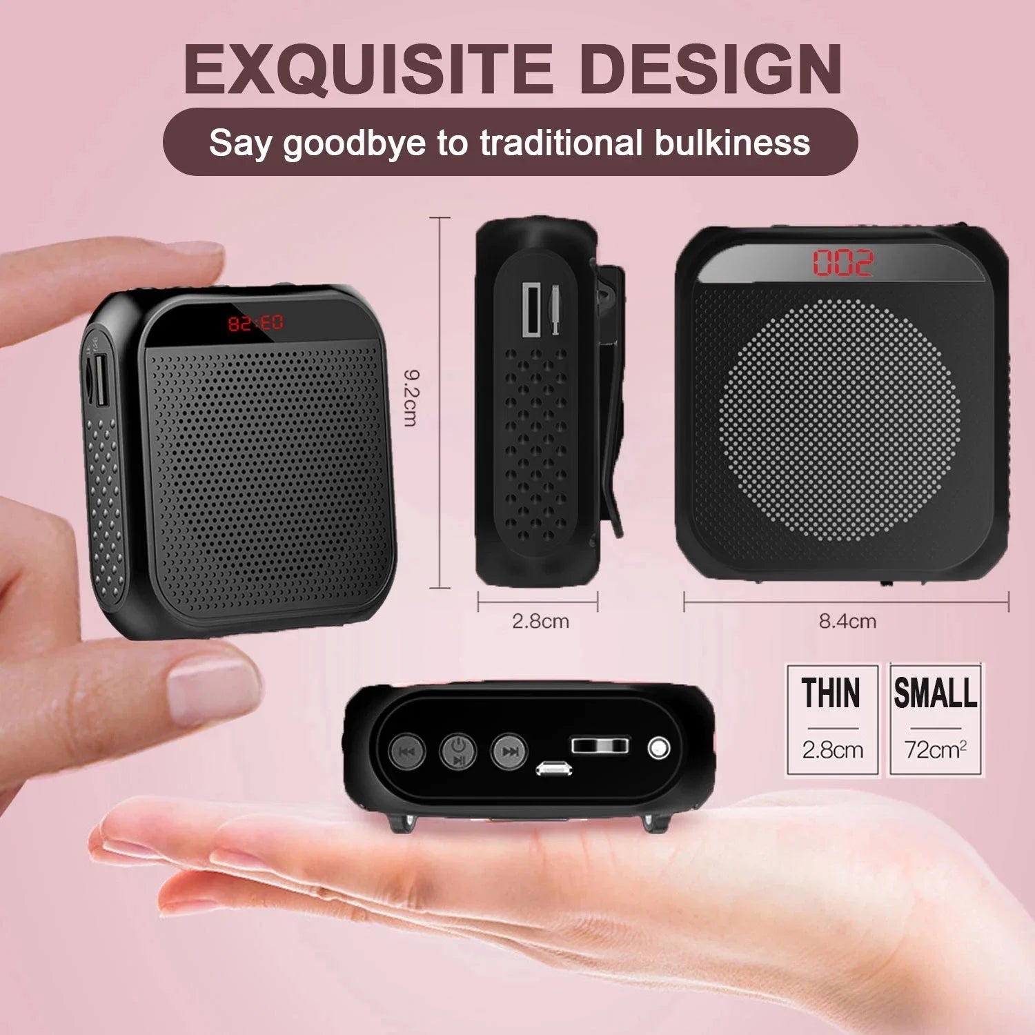 AyeBeau Wearable Voice Amplifier with Mic – 5W, 2200mAh
