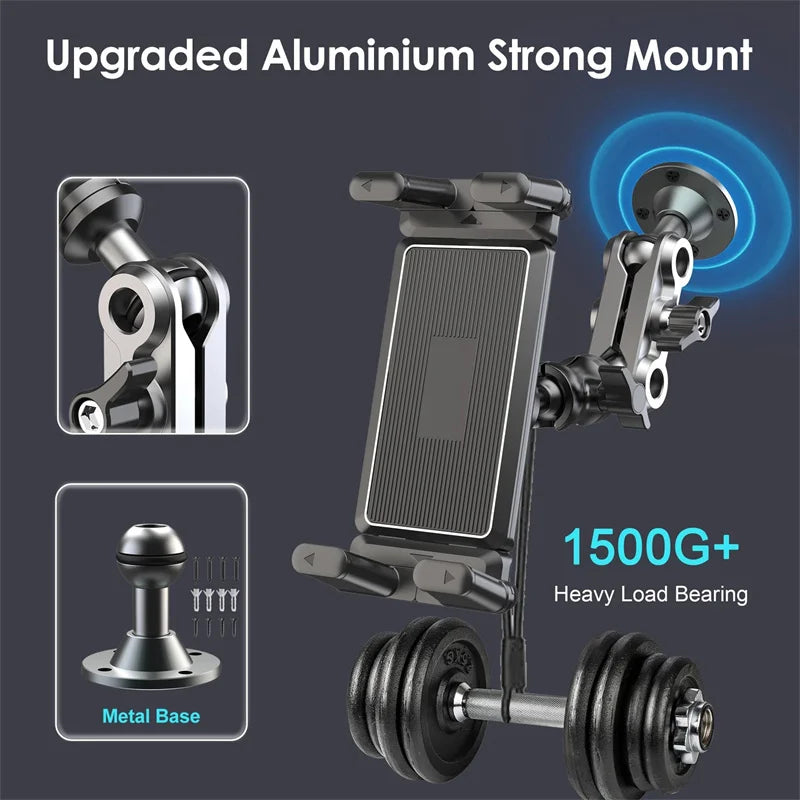 Car Phone Holder Aluminum Heavy Duty Drill Base Tablet Holder Car Mount Dashboard 360° Adjustable 2-Stage Stand For 4.7-13" IPad Oasis Select