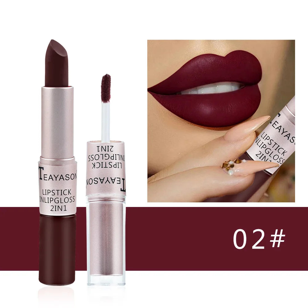 TEAYASON 2-in-1 Matte Liquid Lipstick & Gloss – Waterproof