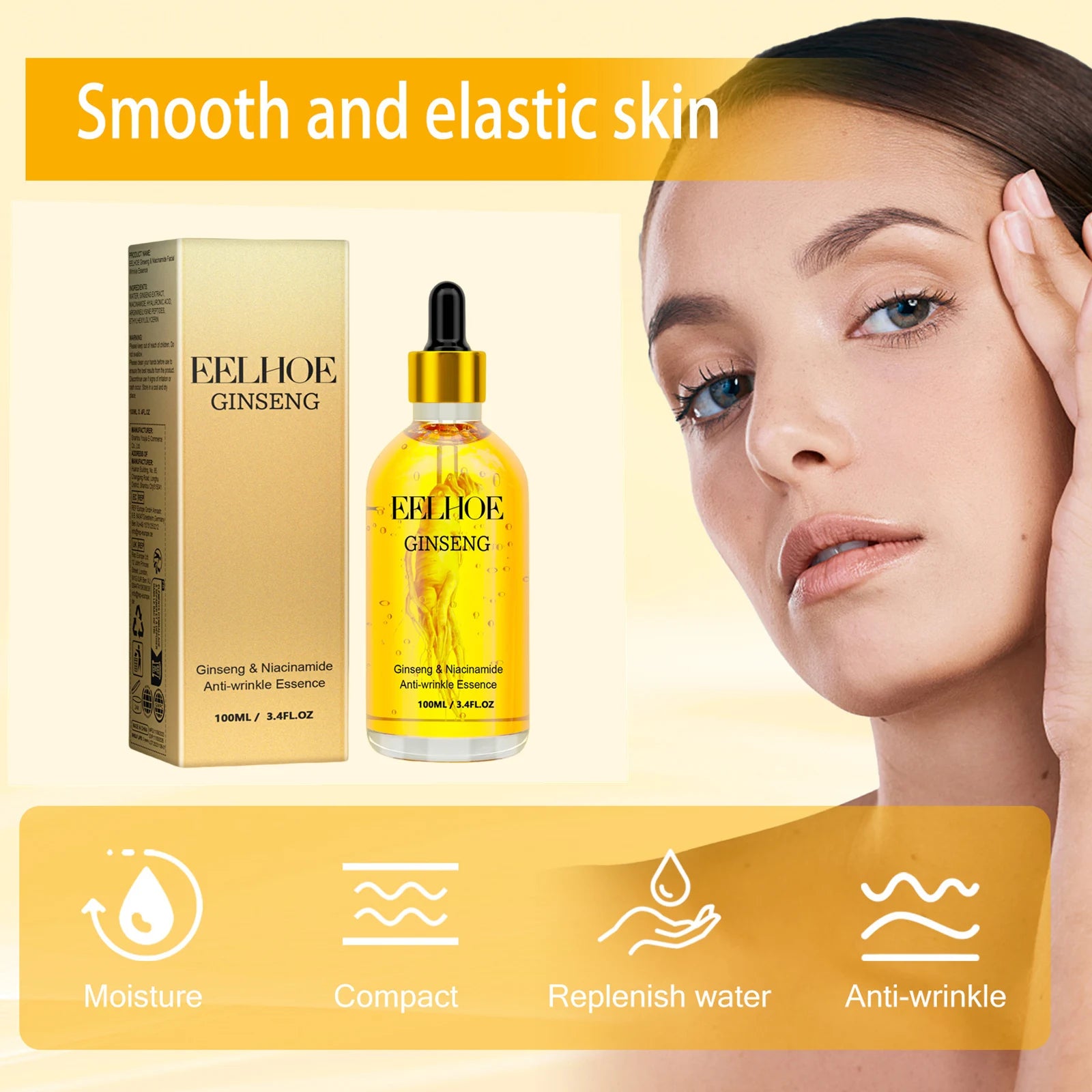 EELHOE Ginseng Essence for Skin Tightening Rejuvenate the Face Moisturing Nourishing Nicotinamide Hyaluronic Acid Facial Serum Oasis Select