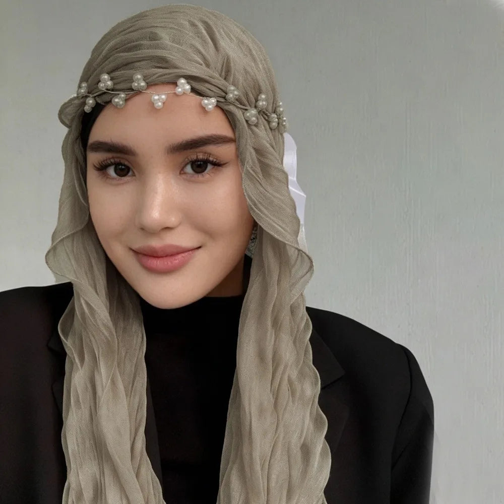 Solid Chiffon Scarf – Ruffled Shawl, Hijab & Wrap for Women
