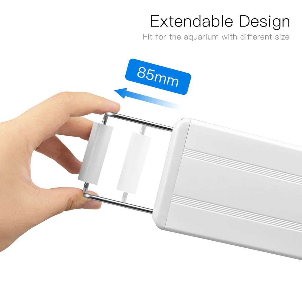 LED Aquarium Light Extensible Clip-On Aluminum Bar Fish Tank Aquatic Plant Grow Lamp Blue/White 3-Color Change with 220V EU Plug Oasis Select