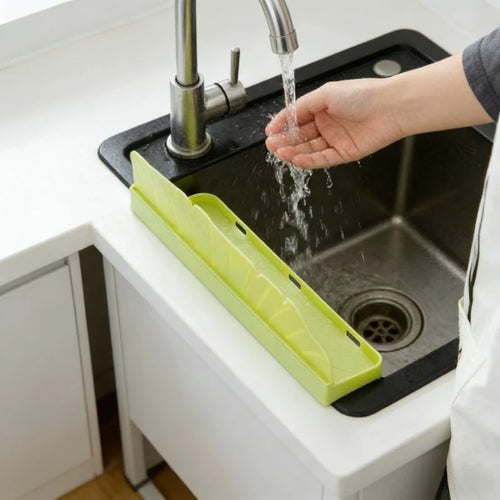 2 in 1 Suction Based Sink Splash Guard with Storage Kitchen Anti Splash Barrier and Organizer Tray Tool Must Have Accessory Oasis Select