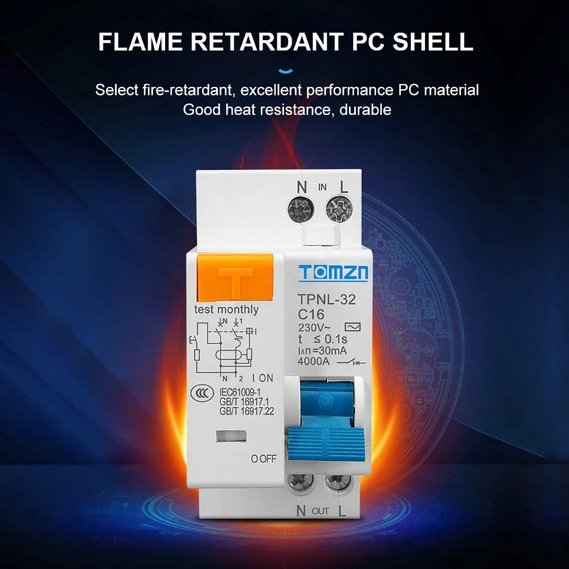TOMZN TPNL DPNL 230V 1P+N Residual Current Circuit Breaker With Over And Short Current Protection RCBO MCB, TPNL Oasis Select