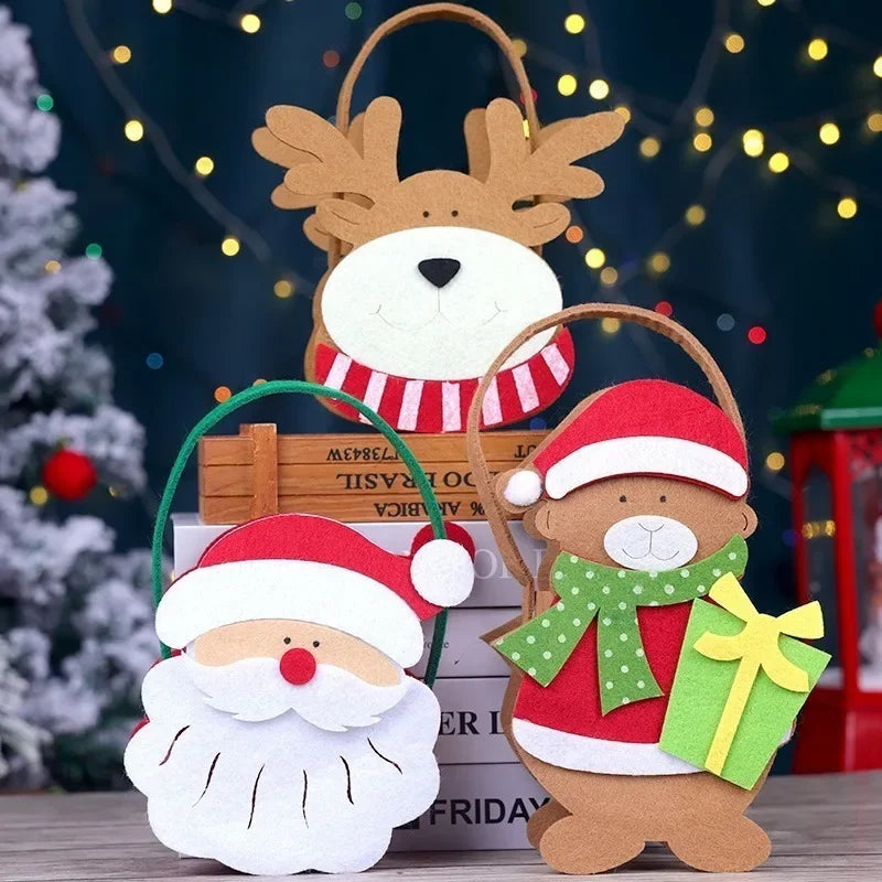 1-10PCS Christmas Felt Candy Bags Apple Pouch Santa Sack Gift Packaging for Kids Holiday Party Xmas Tree Decoration Supplies Oasis Select