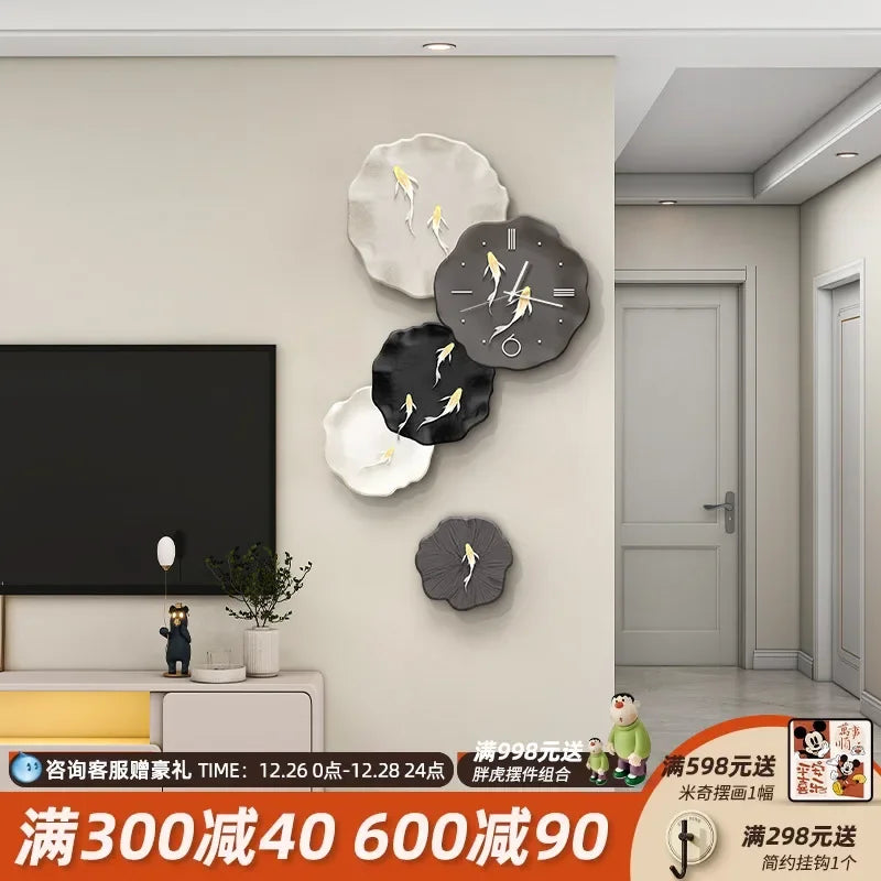 Abstract Art Living Room Decorative Painting Wall Clock Background Wall Clock Decoration Clocks Wall Home Decor Oasis Select