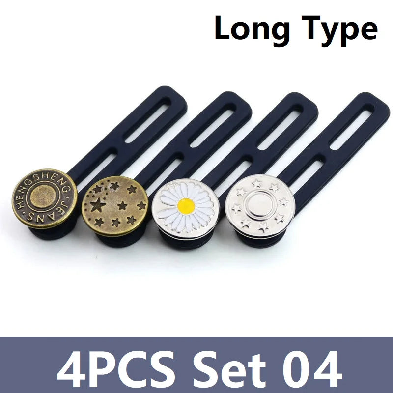 4/6pcs Jeans Button Extender Universal Pants Extender Button for Women Men Adjustable Elastic Waist Silicone Extender Buckle Set Oasis Select 4PCS Set 04
