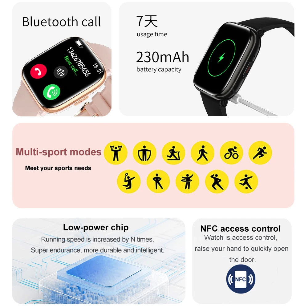 AMOLED Screen Smartwatch Women Blue Tooth Call Smart Watches Men Health Monitor Code Locks Heart Rate Sports DIY Dial Waterproof Oasis Select