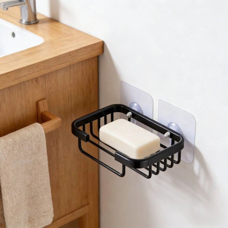 Lightweight Aluminum Alloy Soap Storage Tray Self Stick Wall Mounted Bracket Drill Shower Soap Container Tidy Washroom Accessory Oasis Select