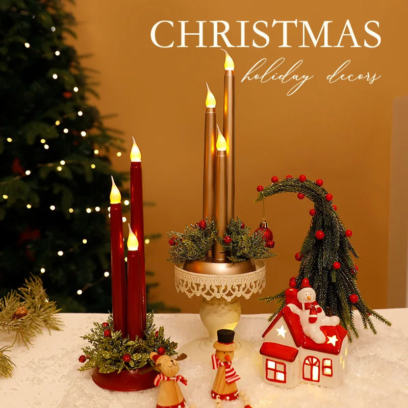 LED Electronic Candles Simulate Christmas Props Long Glossy Candles Christmas Decorative Items Oasis Select