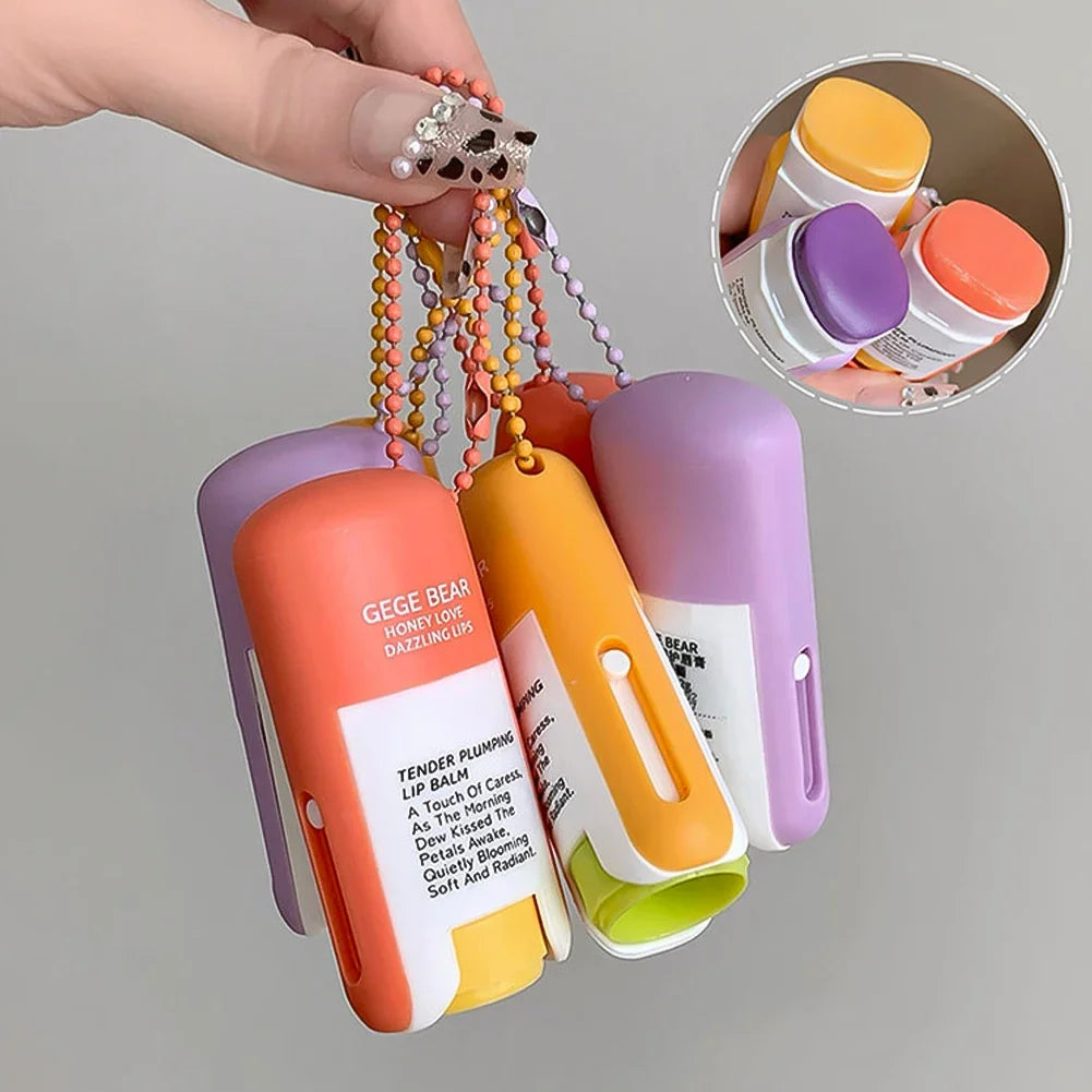 Large Capacity Lip Balm Keychain Pendant, Hydrating & Moisturizing Lip Care Primer Makeup Plumping Clear Lip Gloss Oasis Select