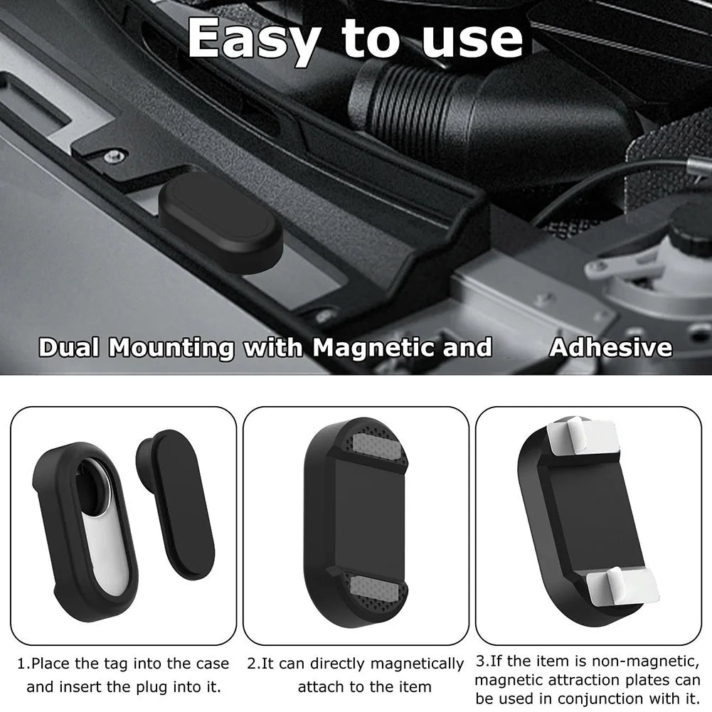 Black Waterproof Magnetic Case for Samsung Smart Tag 2 Silicone Protective Holder with Dual Mounting 5.6x3x1.52cm Oasis Select