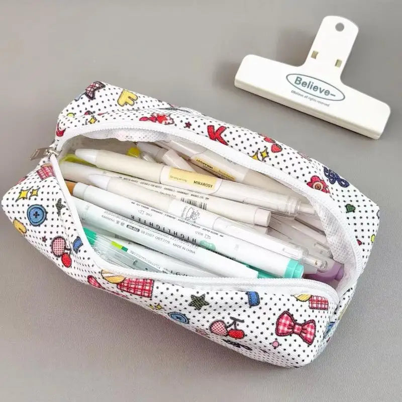 Graffiti Pencil Case Large Capacity Soft Pen Pouch Wear Resistant Stationery Bag for Kids Students School Office Use Oasis Select