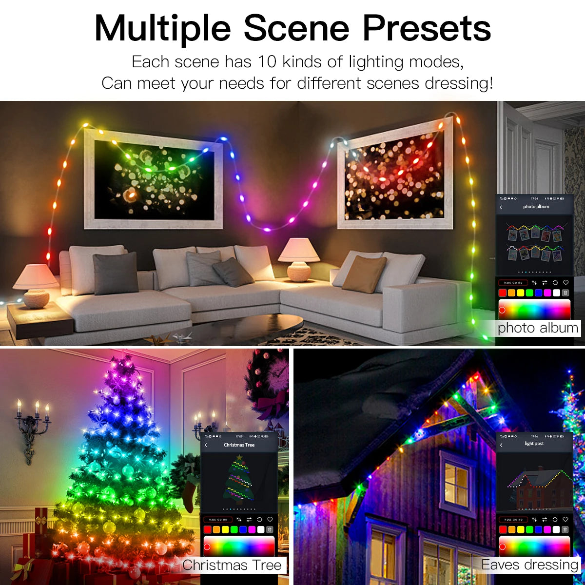 WS2812B RGBIC LED String 20m 10m 5m USB Fairy Lights Dreamcolor DIY Smart IC APP Bluetooth Remote Festival Christmas Tree Lights Oasis Select