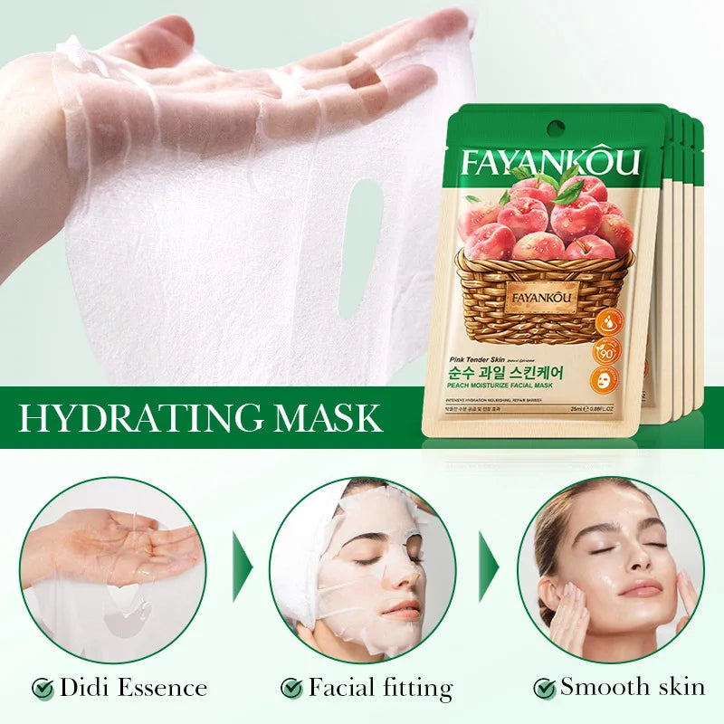 FAYANKOU Fruit Korean Sheet Masks 8-Pack – Hydrate & Brighten Korean Sheet Mask Oasis Select