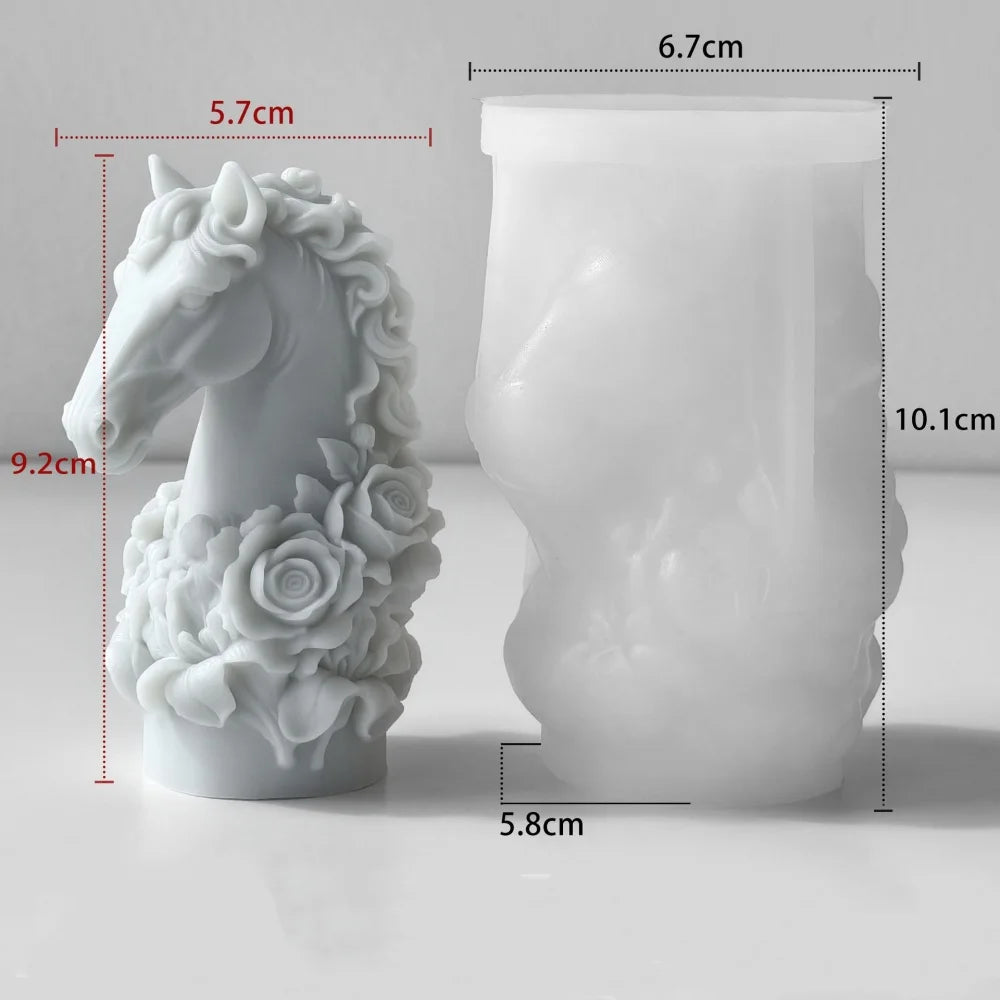 3D Horse Head Silicone Mold DIY Aromatherapy Candle Silicone Mould Horse Roman Column Ornament Epoxy Resin Molds Home Decor Oasis Select Style 1